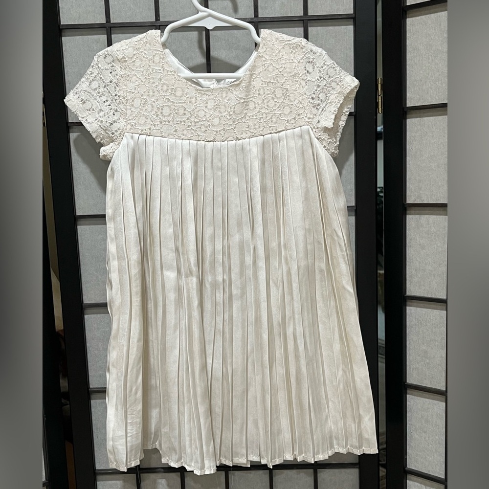 CHEROKEE TODDLER Elegant OFF White Lace PLEATED Dress GIRL SIZE 4T